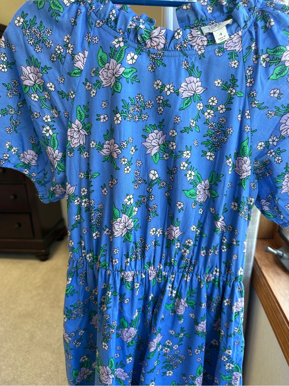 J Crew Blue Floral Dress Size 4 - Picture 10 of 13